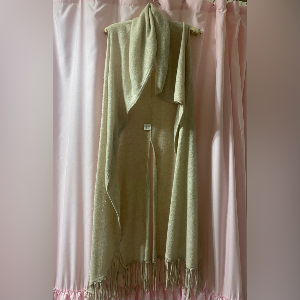 Elaine Turner 100% Cashmere cardigan long sweater beige pink vest